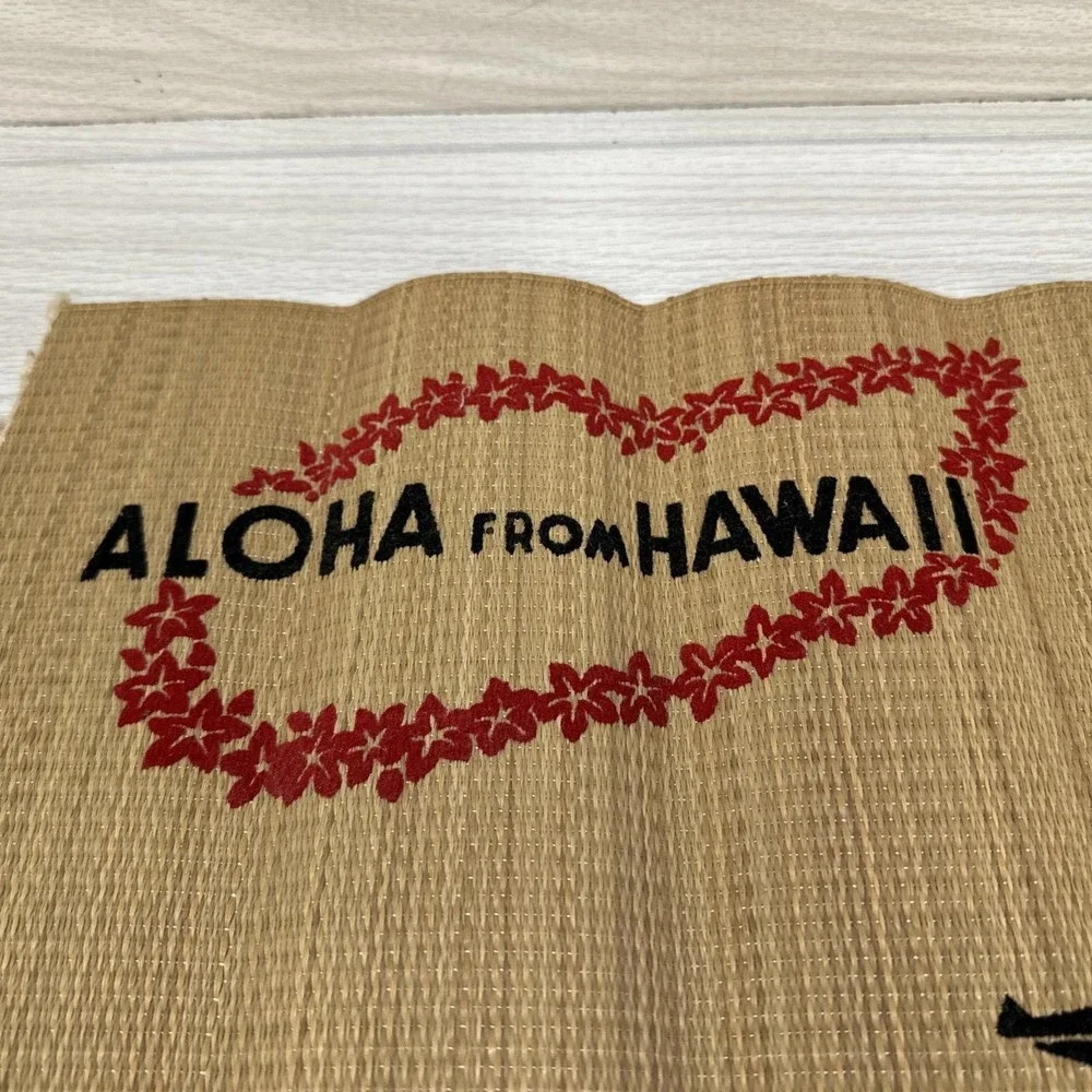 Hawaiian Woven Placement 1960s Aloha from Hawaii Vintage 17.75x11.75